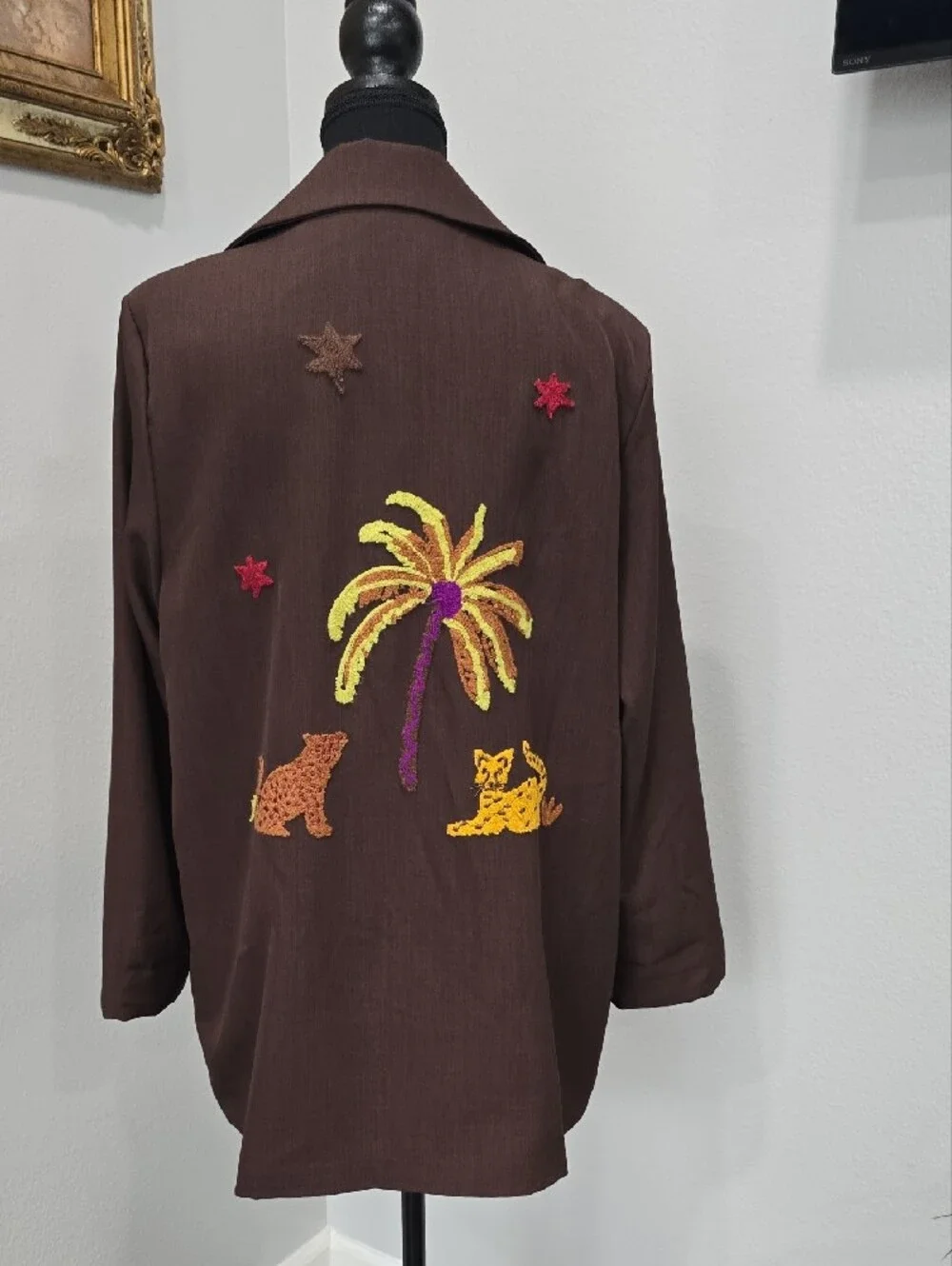 Zeta Otto Embellished Leopard Cheetah Snake Jacket - Chocolate Brown